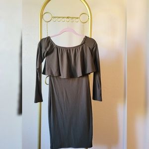 Long Sleeve Olive Dress Above The Knee Length by Fashion Nova Size M